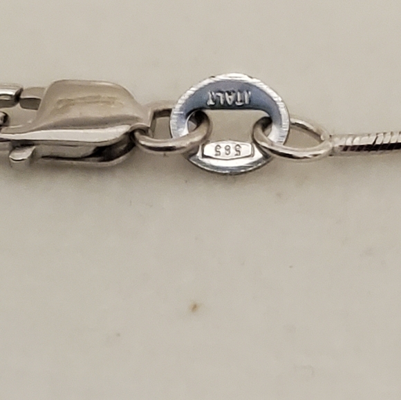 14k Italy 585 real White Gold Snake Chain Necklace - New - Picture 3 of 6